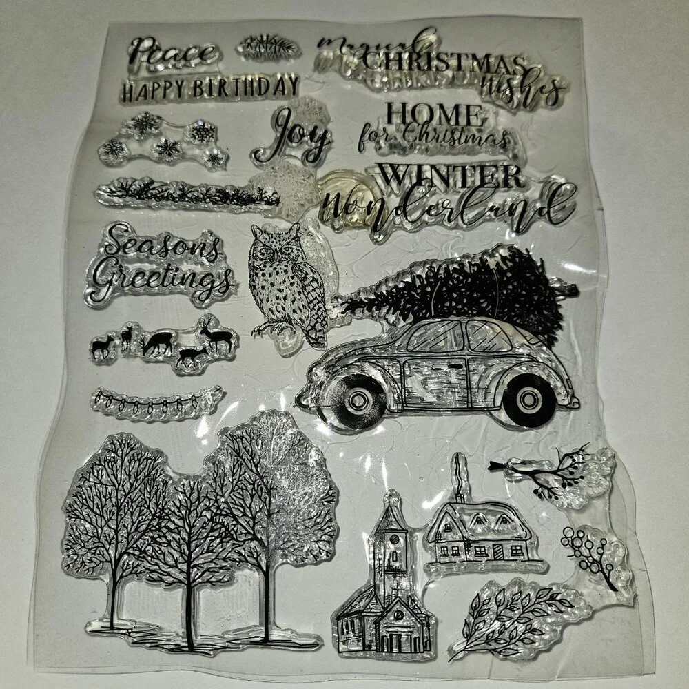 Clear Stamps Mixed Lot Christmas Tree Stocking House Reindeer Snowman READ